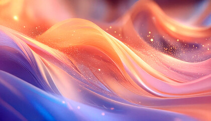 Silky abstract waves in pastel peach, coral, and lilac hues. Elegant flowing motion, soft lighting, and dreamy atmosphere. Ideal for backgrounds, design and branding