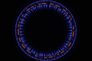 blue and black background with a circle in the middle