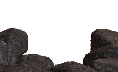 Dark gray rocks arranged in a pile