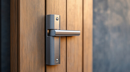 Modern door handle wooden door contemporary design metal hardware home entrance interior decor stylish finish residential architecture craftsmanship door installation sleek appearance functional