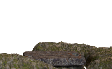 Rocky outcrop with flat surface, outdoor scene