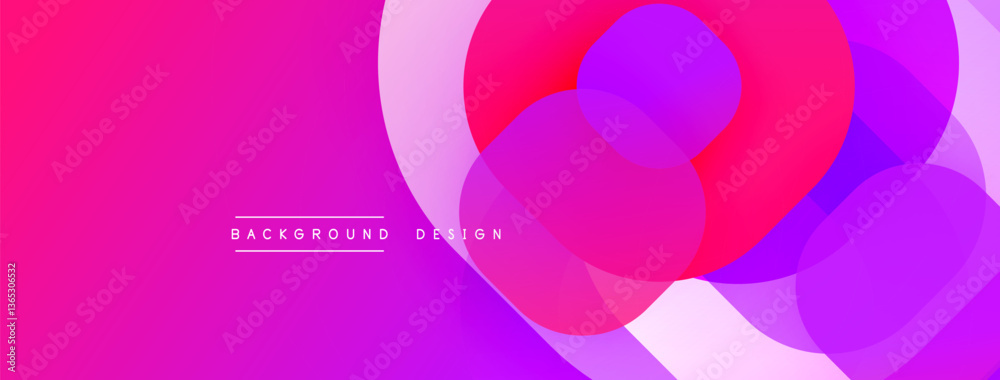 Poster Circular abstract design with overlapping translucent circles and round shapes, blending gradients and smooth curves, creating depth, contrast, and a dynamic visual effect