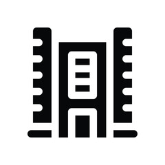 office building glyph icon. Strong and solid vector icon for websites, mobile interfaces, presentations, and visual branding. High quality and easy to edit.