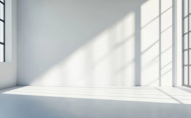 Obraz premium White wall with window light and shadow on the floor