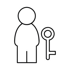 Simple Line Art Icon of Person Holding a Key