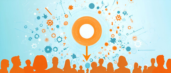 Fototapeta premium by silhouettes of heads representing people