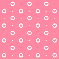 Abstract seamless pattern with hearts. Retro checkered  pink background.