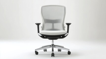 Modern white mesh office chair.