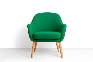 Fototapeta premium Comfortable green armchair isolated on white background