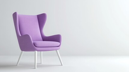 Obraz premium Elegant purple chair with modern design in a minimalist interior setting
