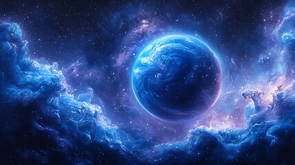 Obraz premium Deep blue Neptune in space high resolution picture