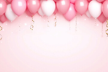 pink balloons and stars on a pink background