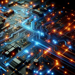 Obraz premium Glowing Smart Circuit – AI & Innovation Concept