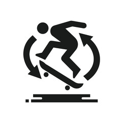 Fototapeta premium Stylized skateboarder graphic performing a trick with dynamic movement arrows in black and white