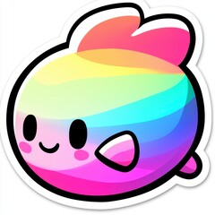 Adorable Rainbow Pastel Creature Cartoon Character Sticker Design