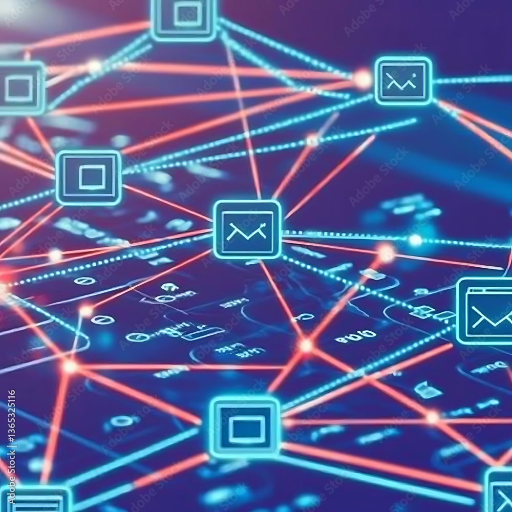 Poster abstract digital network connections with data visualization elements