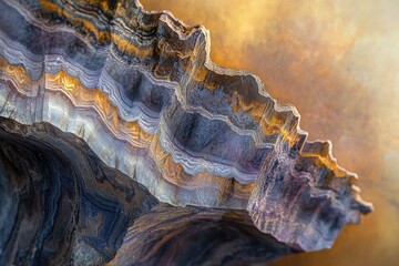 Obraz premium A captivating abstract close-up showcases a multi-layered rock formation, revealing a mesmerizing blend of natural colors and textures.