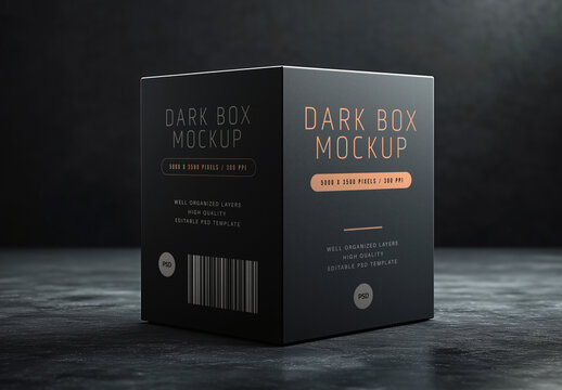 Dark Elegant Box Mockup for Packaging Design and Retail Branding