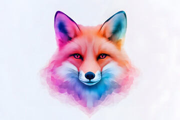 Fototapeta premium Abstract watercolor red fox face design isolated on white background