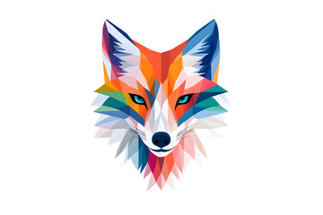 Obraz premium Abstract Low polygon geometric red fox face design isolated on white background