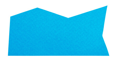 Blue polygon cut out of textured paper, isolated empty blank for design