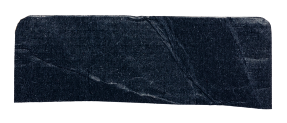 Black crumpled piece of cardboard isolated, dark strip of paper for scrapbooking