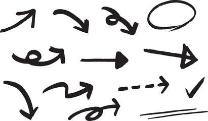 手書き太めの荒いチョーク矢印ベクターイラスト