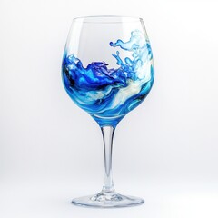 Goblet glass of blue wine on isolated