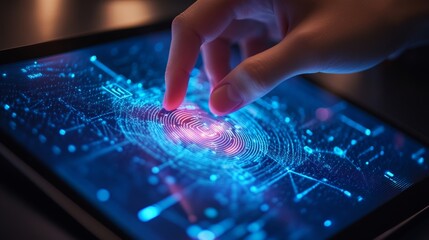 Hand Scanning Biometric Interface on Tablet 