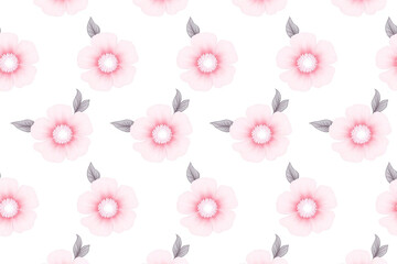floral pattern with pink and white flowers on a white background