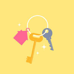 different types of keys.  Buy or sell building icon or print. Mortgage loan. Housing for rent. Template for sale, rent home. rent house, concept.