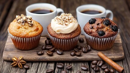 Freshly Baked Muffins with Coffee for a Cozy Morning Experience