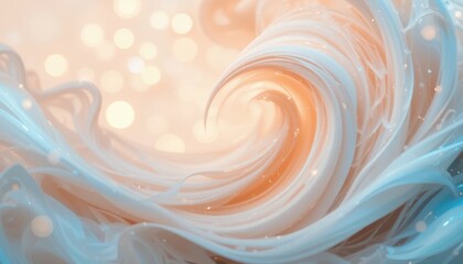 Abstract swirling wave with bokeh lights in soft pastel colors