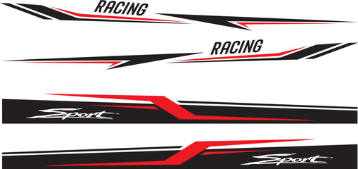 Wrap Design For Car vectors. Sports stripes, car stickers black color. Racing decals for tuning
