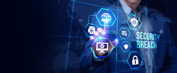 Security breach. Cyber security virus attack and breach.