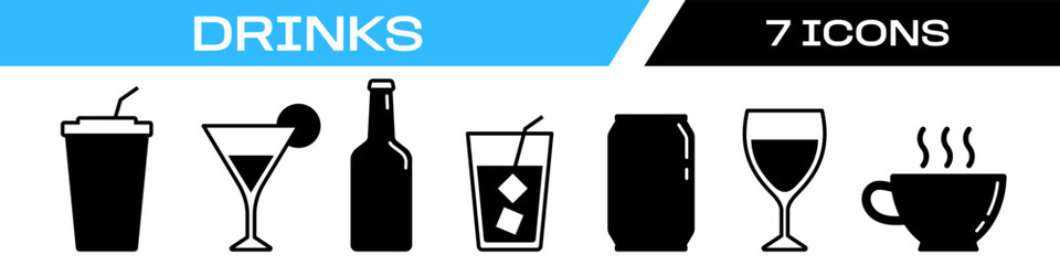 drink icon. Beverage icon set