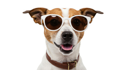Isolated Dog with Sunglasses Smiling