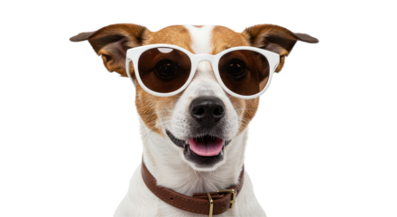 Isolated Dog with Sunglasses Smiling