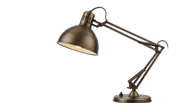 Isolated Bronze Adjustable Desk Lamp