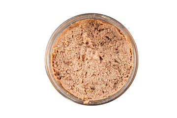 Pate meat chicken liver with mushrooms tasty fresh delicious gourmet food background on the table rustic food top view copy space