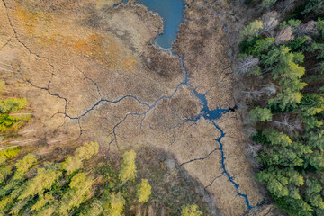 Aerial spring day view of beautiful Tapeliai and Balžis lakes and forest in Vilnius, Lithuania