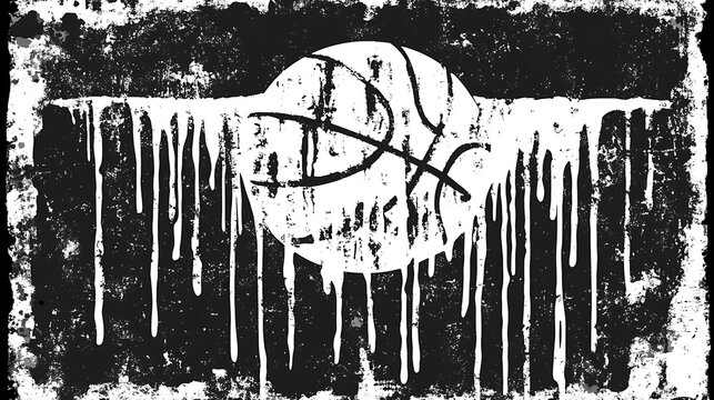 Dripping Paint Basketball Grunge Art.