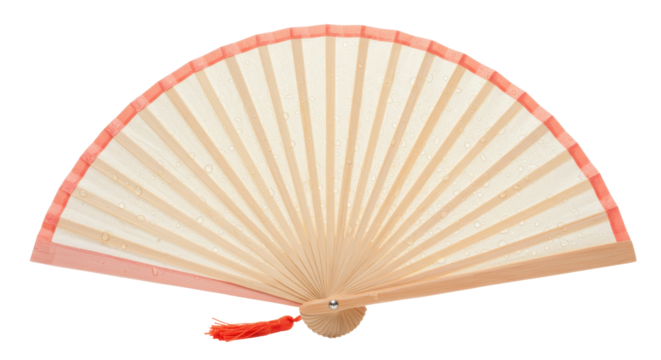 Isolated Hand Fan with Tassel