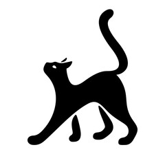 Black cat logo. Kitty sign emblem Black silhouette of pussycat illustration
