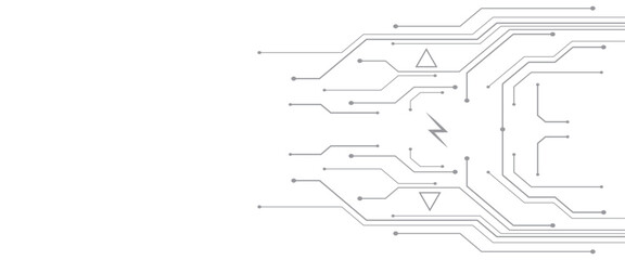 Vector abstract white digital technology circuits lines geometric dots and lines.	
