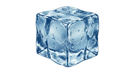 Obraz premium Isolated Ice Cube with Water Droplets
