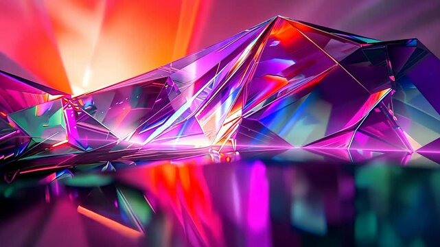 Abstract crystal prism motion footage, colorful geometric reflection on surface, cool trendy backdrop video for vj loops and modern digital art installations