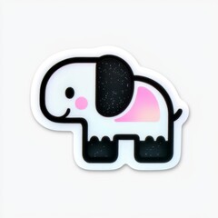 Adorable Cartoon Elephant Sticker Design - Glitter and Pastel Pink