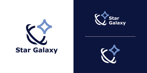 logo design combination of star and planet shapes, galaxy, simple and elegant. ©  Jagat_Aji