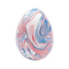 Easter egg decorated with a marbled nail polish technique, isolated on white background